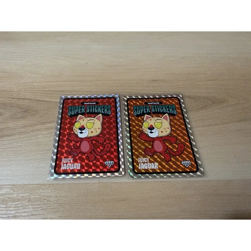 Juicy Jaguar VeeFriends Spectacular‎ Series Super Sticker Debut Red Orange 2 Lot